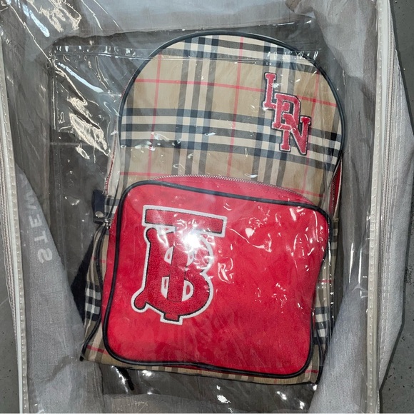 Burberry Nylon Check TB Logo Rucksack Backpack Rare Plaid excellent condition - Picture 10 of 14